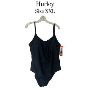 NWT Hurley one piece bathing suit sporty swimsuit black XXL UPF 50+ strappy back